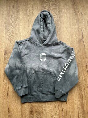 Overtime Hoodie Kids S Gray Tie Dye Graphic Streetwear Pullover Sweatshirt